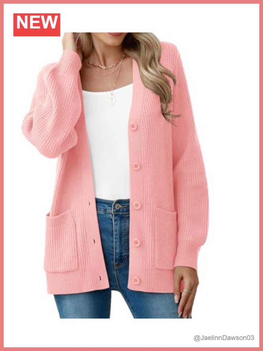 Chunky Knit Cardigan Sweater Long Sleeve V Neck Button Up with Pockets